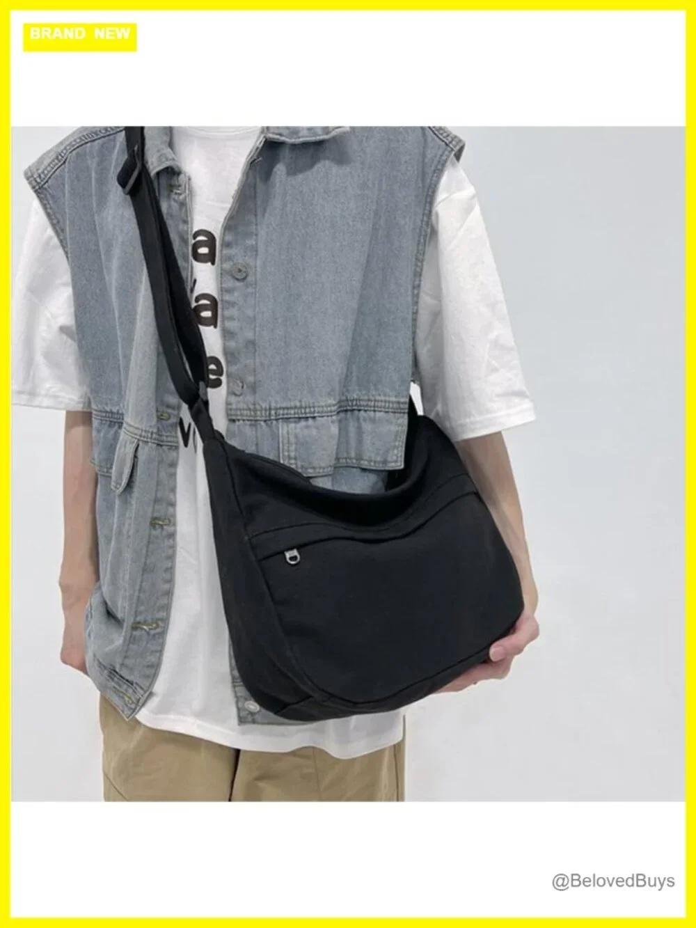 Canvas Hobo Crossbody Messenger Bag Vintage Aesthetic Travel Work